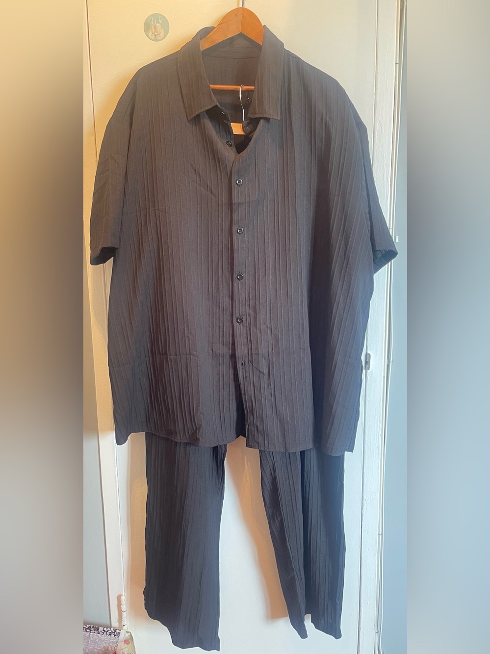 New Men's Summer 2 Piece Set Short-Sleeve Button Shirt & Pants Size 4xl